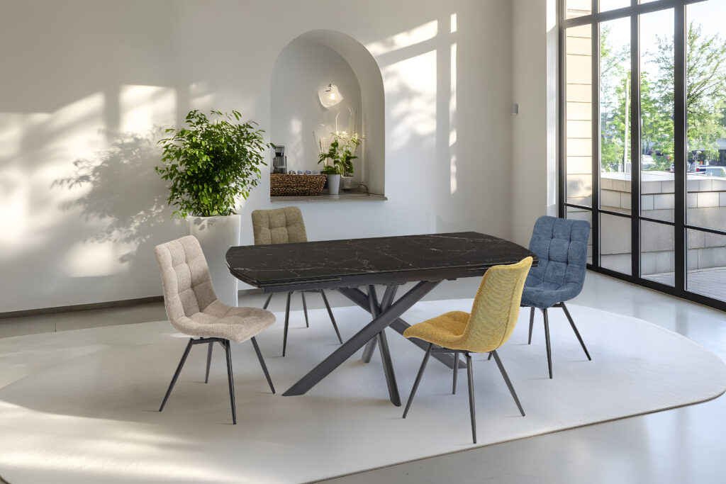 Ambiance Table Calyspo 180 blanc noir veiné fermé - Girardeau