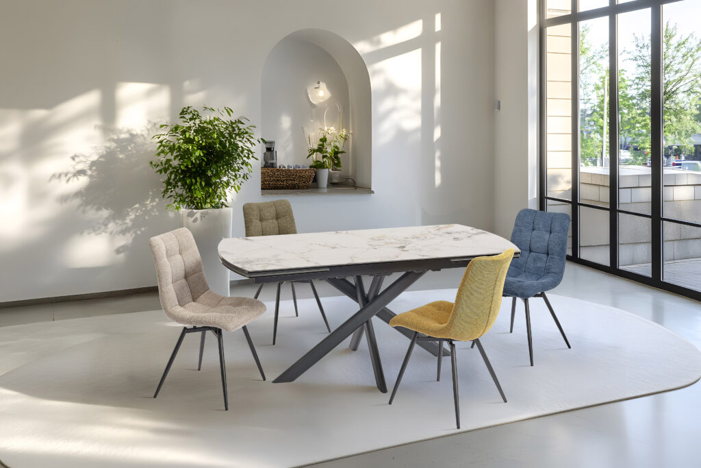 Ambiance table Calyspo 180 blanc veiné brillant fermé - Girardeau