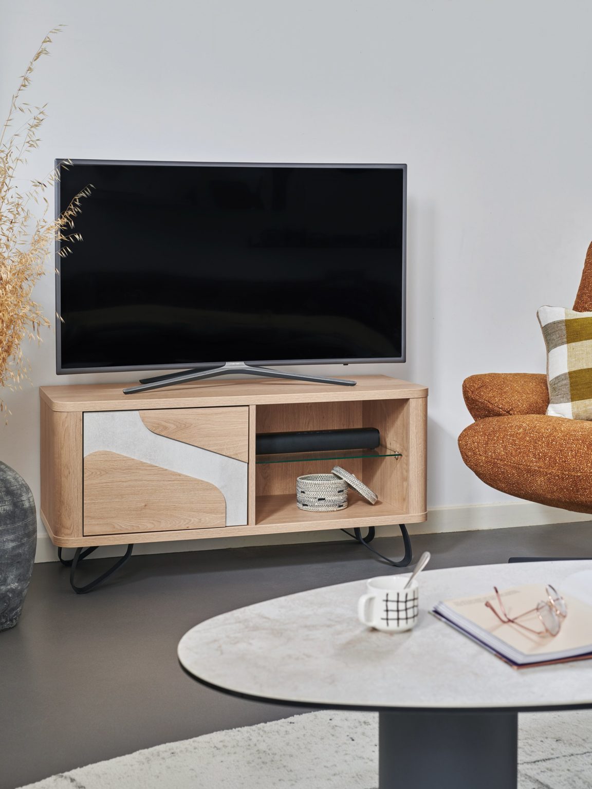 Meuble TV Hifi décor TRAVERTIN collection ARCHIPEL - Girardeau
