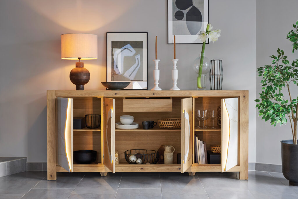 ambiance Enfilade 4 porte Minérale beige veiné ouverte - Girardeau